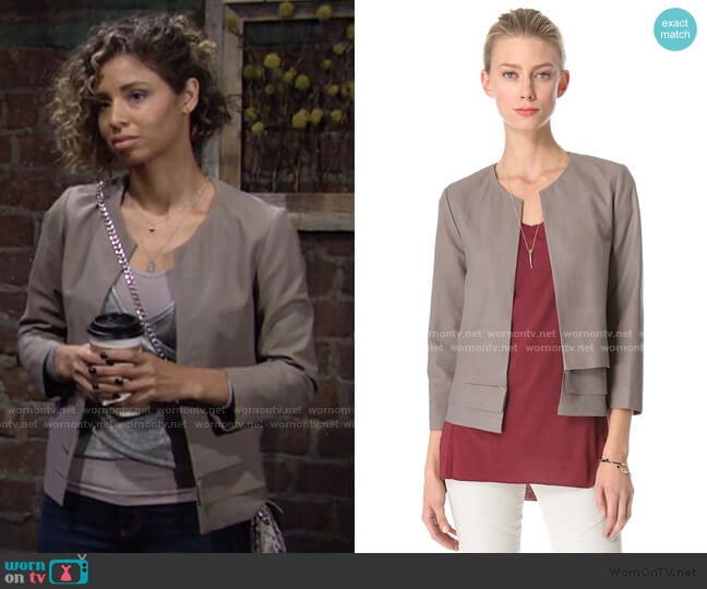 Merril Leather Jacket by Joie worn by Elena Dawson (Brytni Sarpy) on The Young and the Restless