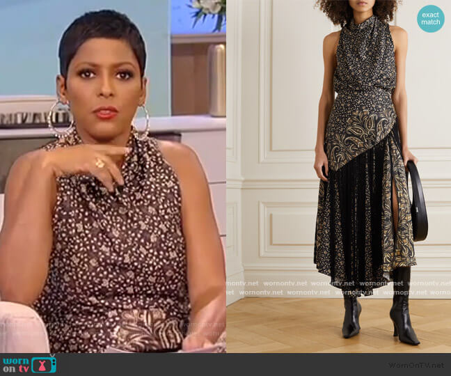 WornOnTV: Tamron’s black floral fringe trim dress on Tamron Hall Show ...