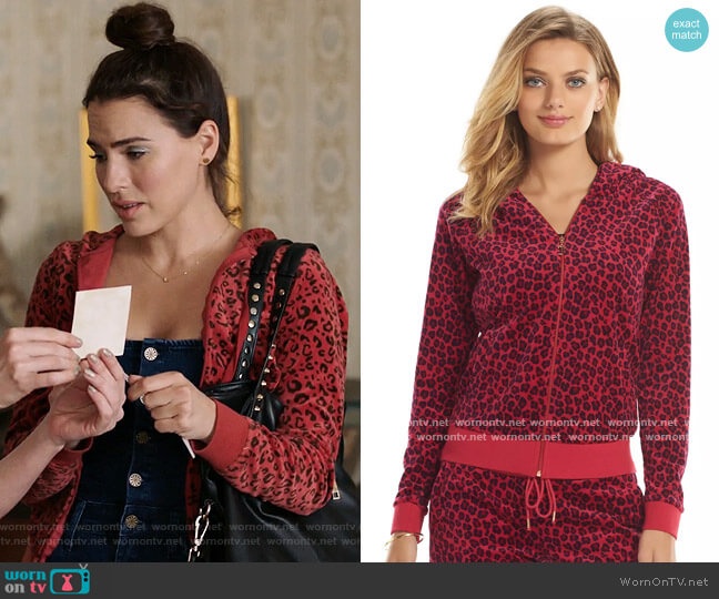 Juicy Couture Leopard Print Velour Hoodie worn by Ginger Sweet (Melia Kreiling) on Filthy Rich