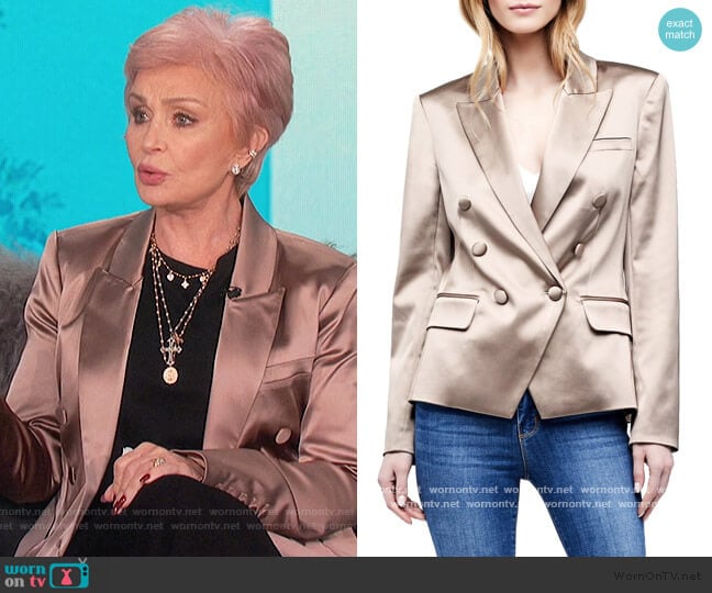 Kenzie Satin Double Breasted Blazer by L'Agence worn by Sharon Osbourne on The Talk