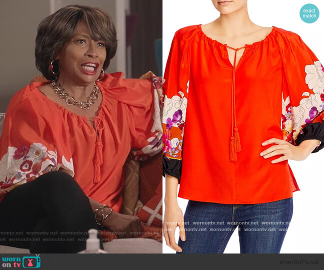 WornOnTV: Ruby’s red floral tie neck blouse on Black-ish | Clothes and ...