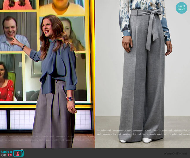 Euphoric Melange Tillary Wide Leg Pants by Lafayette 148 worn by Drew Barrymore on The Drew Barrymore Show