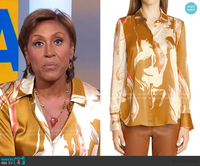 WornOnTV: Robin’s abstract print blouse on Good Morning America | Robin ...