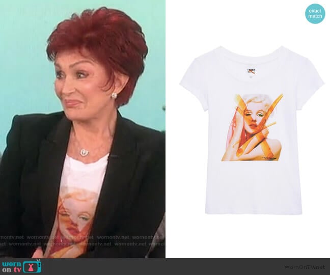 Cory Marilyn Monroe Graphic Scoop-Neck Tee by L'Agence worn by Sharon Osbourne on The Talk