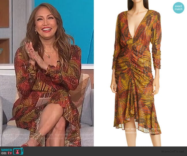 Crosby Ave Ruched Midi Dress by Le Superbe worn by Carrie Inaba on The Talk