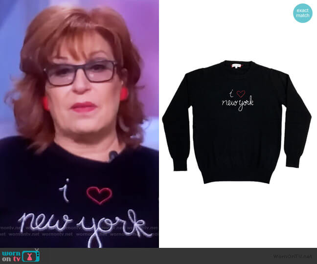 I heart New York Crewneck by Lingua Franca worn by Joy Behar on The View