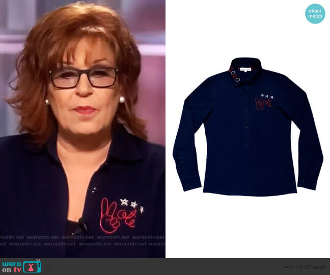 Vote Pique Cotton Shirt by Lingua Franca worn by Joy Behar on The View