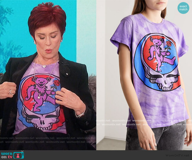 Grateful Dead distressed printed cotton-jersey T-shirt by Madeworn worn by Sharon Osbourne on The Talk