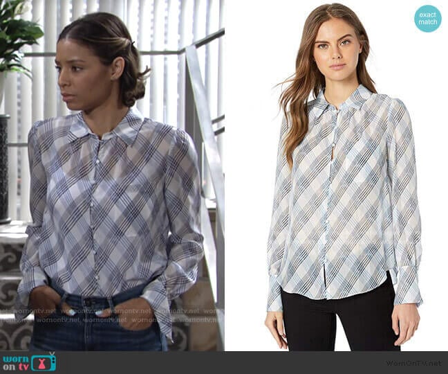 Malcah Blouse by Joie worn by Elena Dawson (Brytni Sarpy) on The Young and the Restless