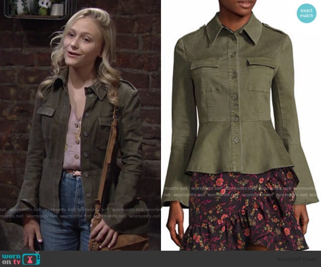 Military Peplum Jacket by Scripted worn by Faith Newman (Alyvia Alyn Lind) on The Young and the Restless