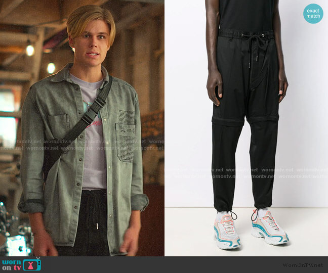 Mixed-Media Regular Fit Convertible Pants by Diesel worn by Owen Joyner on Julie and the Phantoms