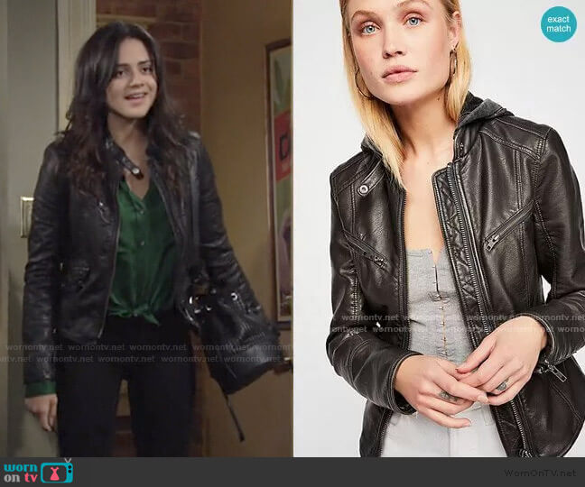 WornOnTV: Lola’s green shirt and black leather jacket on The Young and ...