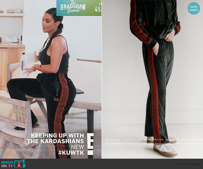 Narrow Track Pants in Charcoal by Needles worn by Kim Kardashian  on Keeping Up with the Kardashians