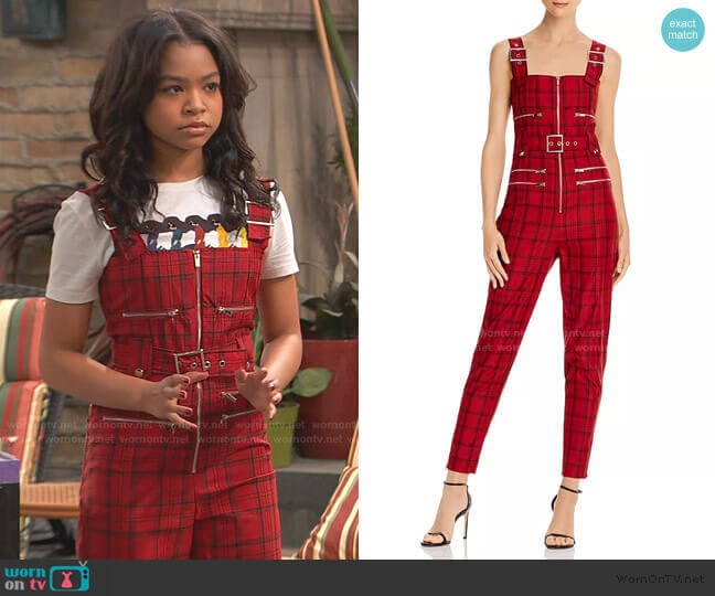 Plaid Moto Jumpsuit by WeWoreWhat worn by Nia Baxter (Navia Robinson) on Ravens Home