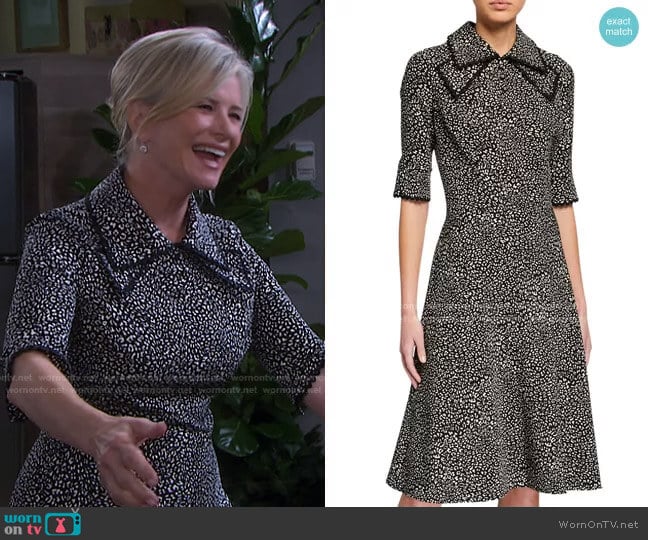 Polka Dot Pintuck Chiffon A-Line Dress by Rickie Freeman for Teri Jon worn by Kayla Brady (Mary Beth Evans) on Days of our Lives