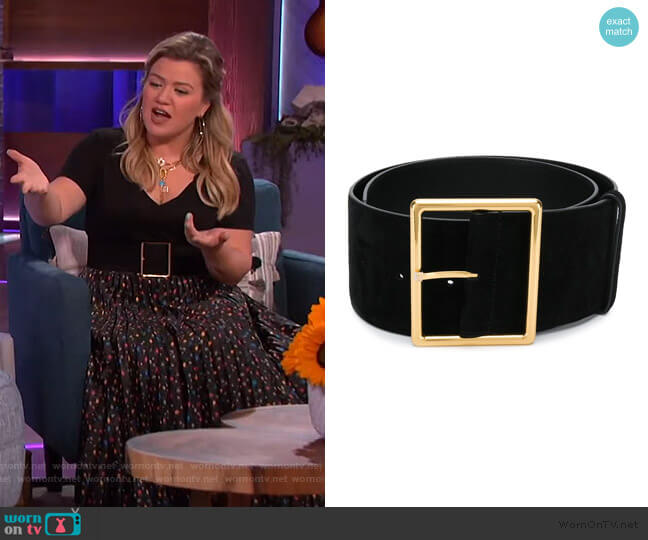 Square Buckle Belt by Saint Laurent worn by Kelly Clarkson  on The Kelly Clarkson Show