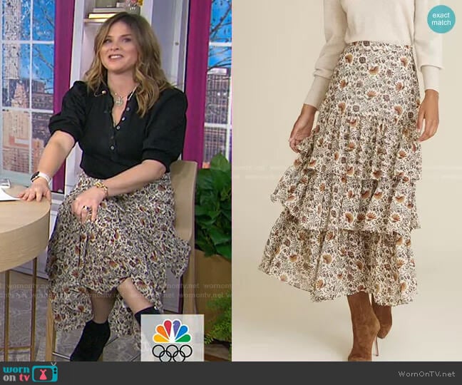 Shailene Paisley Skirt by Veronica Beard worn by Jenna Bush Hager on Today