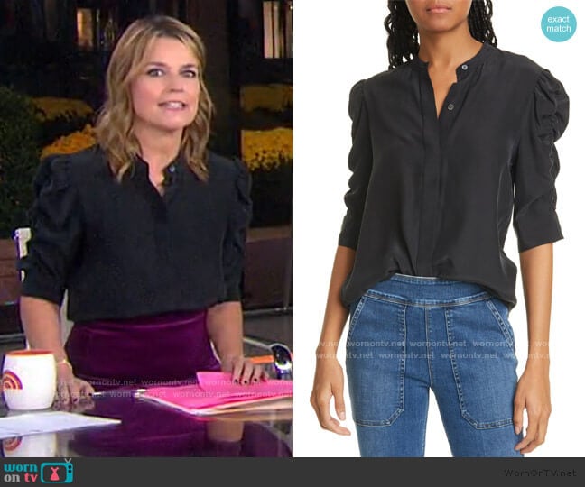 WornOnTV: Savannah’s black blouse and purple velvet skirt on Today ...