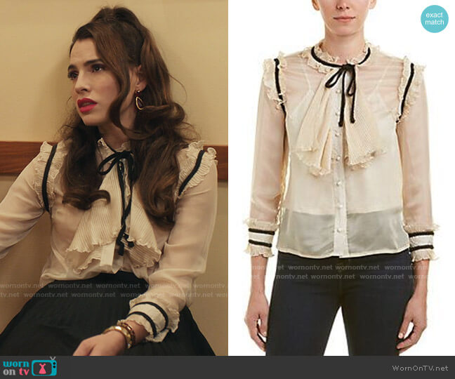 Sipaiya Ruffled Blouse worn by Ginger Sweet (Melia Kreiling) on Filthy Rich