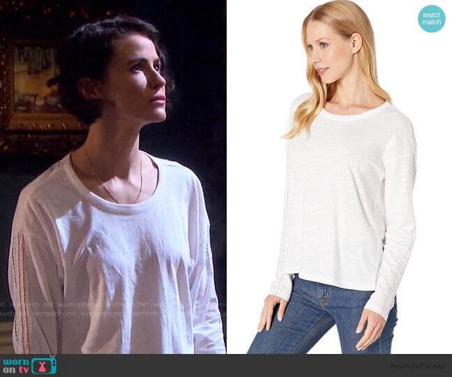 Long Sleeve PJ Top with Multi Stitching by Splendid worn by Sarah Horton (Linsey Godfrey) on Days of our Lives