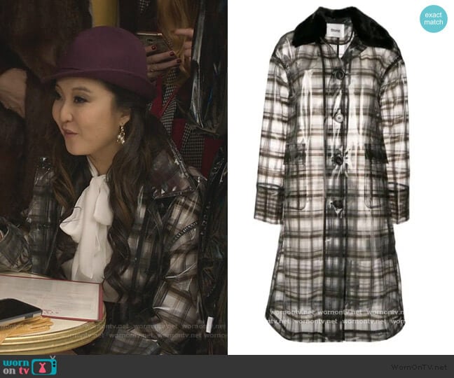 Check Raincoat by Stand Studio worn by Mindy Chen (Ashley Park) on Emily in Paris