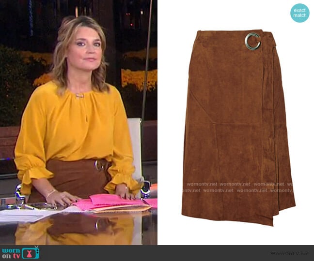 Suede Wrap Skirt by Tibi worn by Savannah Guthrie on Today