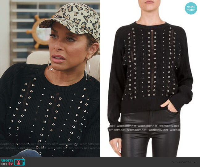 Studded & Grommeted Sweater by The Kooples worn by Robyn Dixon on The Real Housewives of Potomac