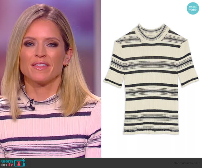 Striped Ribbed T-Shirt by Theory worn by Sara Haines on The View