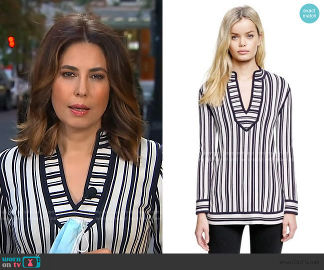 Gina Striped Tunic by Tory Burch worn by Cecilia Vega  on Good Morning America