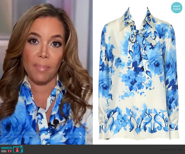 WornOnTV: Sunny’s blue floral tie neck blouse on The View | Sunny ...
