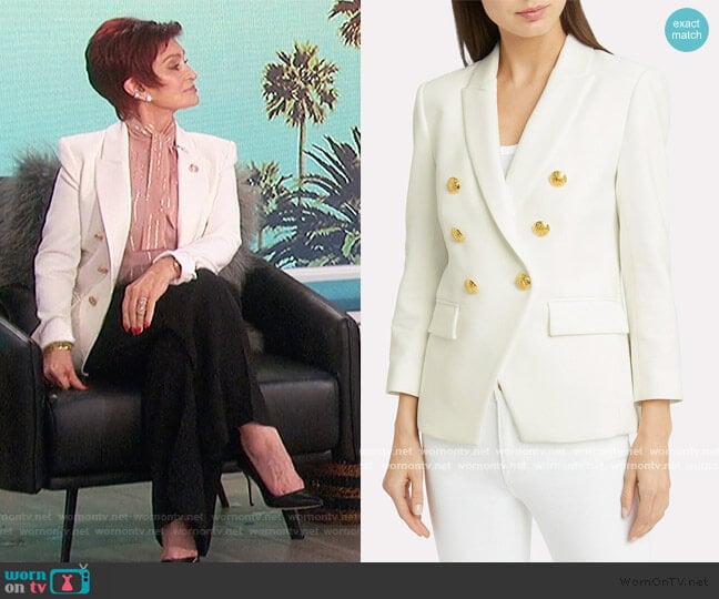 WornOnTV: Sharon’s white Blazer and pink metallic top on The Talk ...