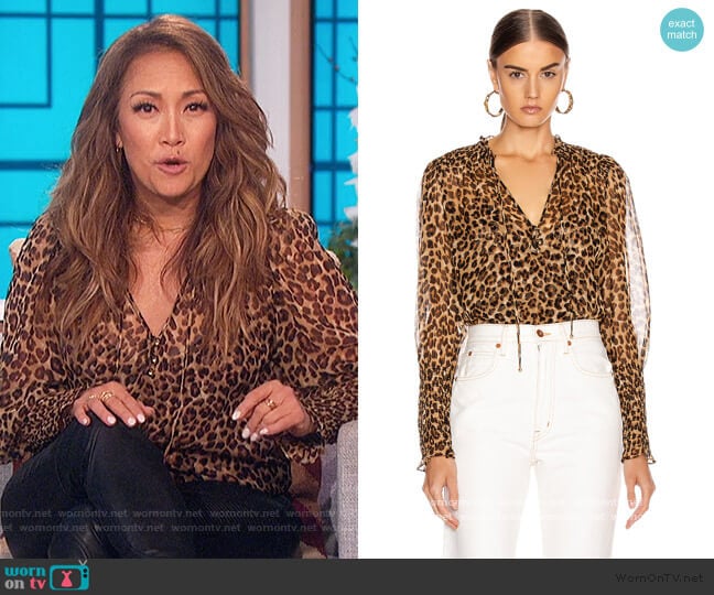 WornOnTV: Carrie’s leopard smocked blouse on The Talk | Carrie Inaba ...