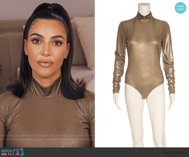 Metallic Bodysuit by Versace worn by Kim Kardashian  on Keeping Up with the Kardashians