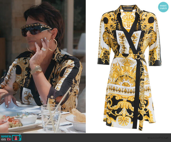 Tribute Wrap Dress by Versace worn by Kris Jenner  on Keeping Up with the Kardashians
