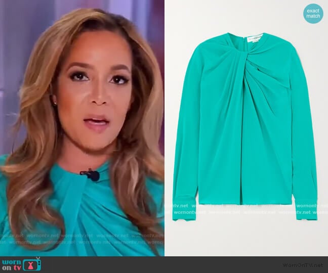 Twist-front silk-crepe Blouse by Victoria Beckham worn by Sunny Hostin on The View