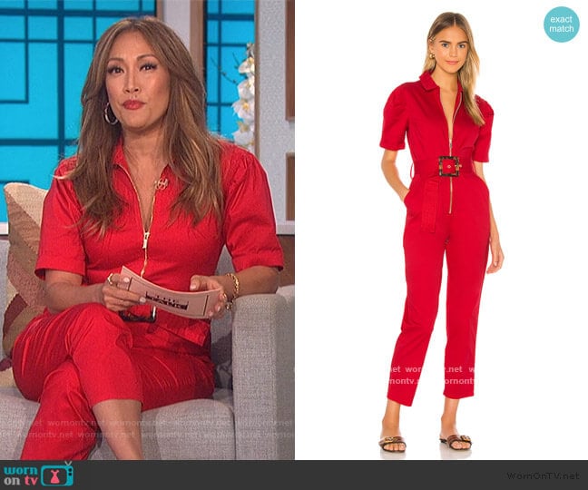 Belted Jumpsuit by We Wore What worn by Carrie Inaba on The Talk