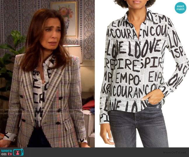 Willa Silk Top by Alice + Olivia worn by Hope Williams (Kristian Alfonso) on Days of our Lives