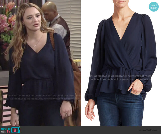 Eli Draped Blouse by A.L.C. worn by Summer Newman (Hunter King) on The Young & the Restless