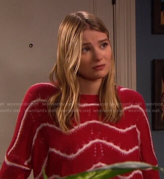 Allie’s pink striped pointelle sweater on Days of our Lives