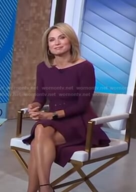 Amy’s purple belted ruffle dress on Good Morning America