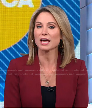 Amy’s burgundy lapelless blazer on Good Morning America