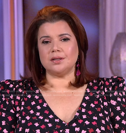 Ana’s black floral print top on The View