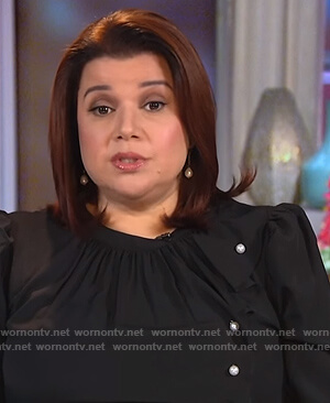 Ana’s black pearl embellished blouse on The View