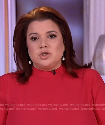 Ana's red mock neck top on The View