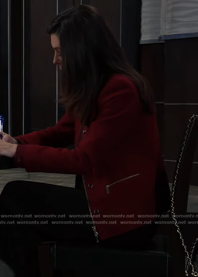 Anna's red snap button jacket on General Hospital