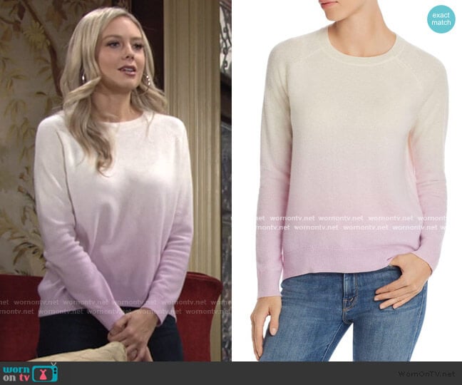 Dip-Dye Cashmere Sweater by Aqua Cashmere worn by Abby Newman (Melissa Ordway) on The Young and the Restless