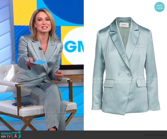 WornOnTV: Amy’s green satin suit on Good Morning America | Amy Robach ...