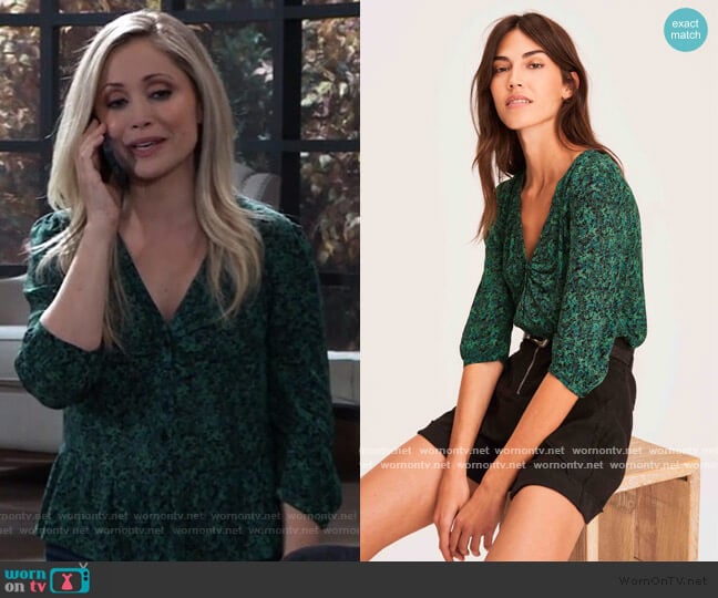 Nelly Top by Ba&sh worn by Lulu Spencer Falconeri (Emme Rylan) on General Hospital