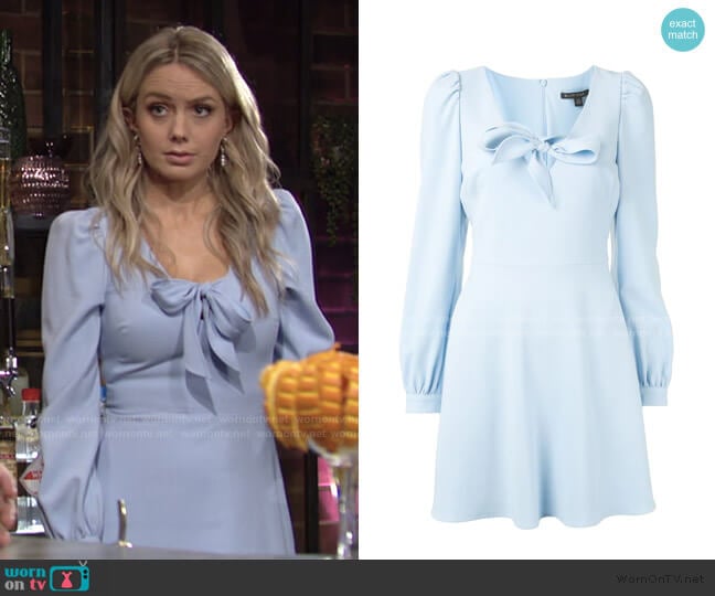 Tie-Neck Flared Mini Dress by Black Halo worn by Abby Newman (Melissa Ordway) on The Young and the Restless