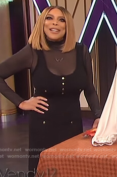 Wendy’s black tweed sleeveless dress on The Wendy Williams Show